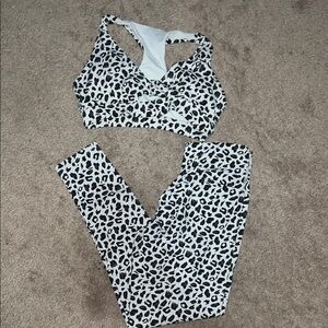 Women's Black and White Leopard Print Intimate Set